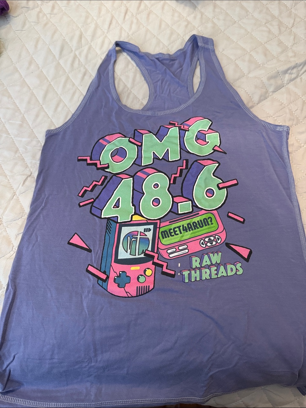 Raw Threads Purple Graphic Racerback Tank Top - OMG 48.6